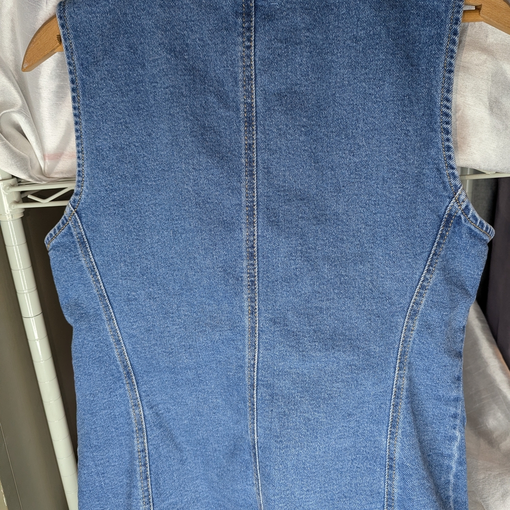 Zara Blue Denim Button-Front Women's Vest A-1025 - Picture 6 of 10